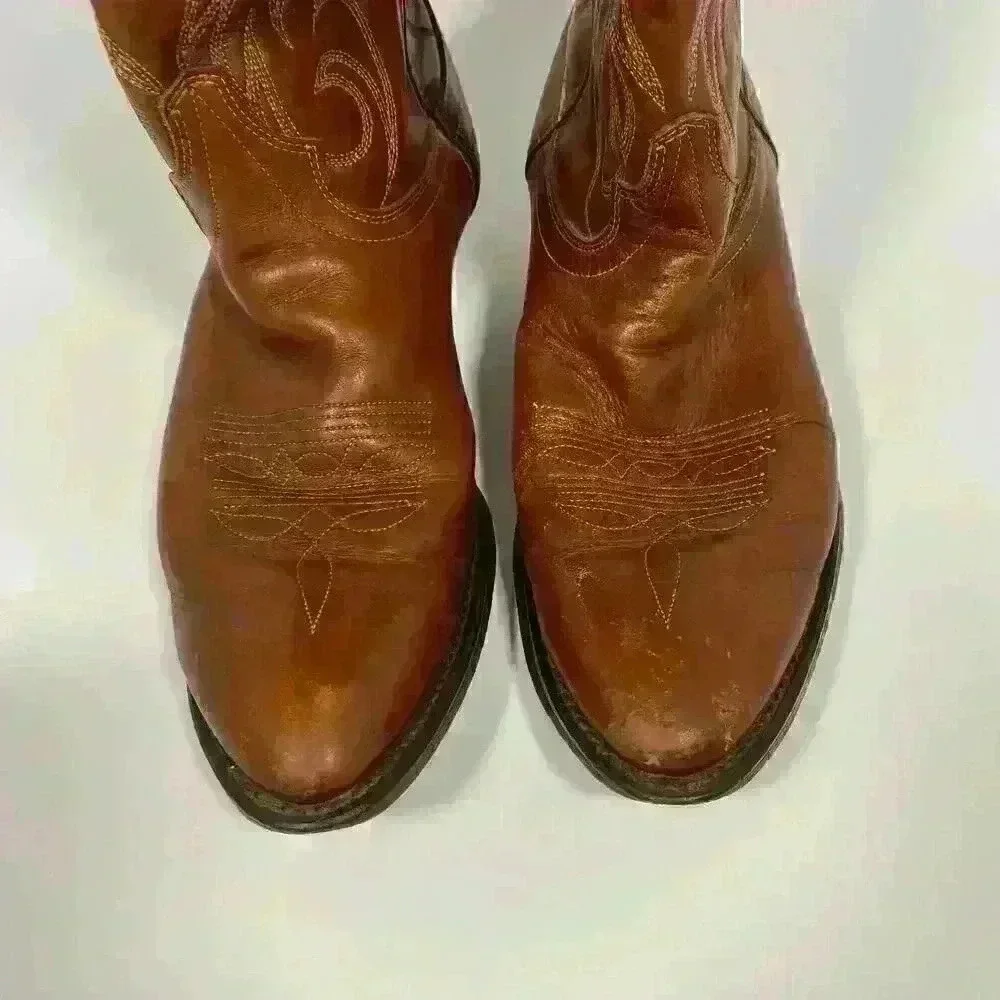 Santa Fe Boot Co. Cowboy Boots Tan Brown Leather Men 8.5D